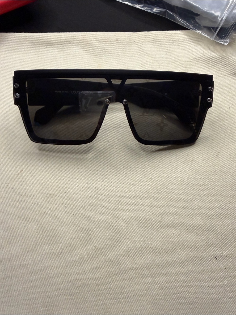 Louis Vuitton Black Shield Sunglasses with Dark Lenses